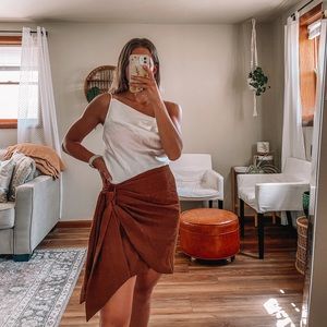 Lulus Rust tie mini skirt